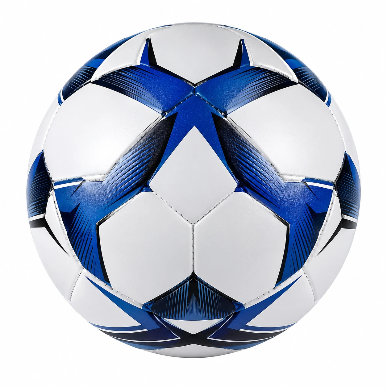 Pallone da Calcio Taglia 5 Bianco e Blu con 32 Pannelli