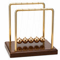 Pendolo di Newton Decorativo Oro con Base in Legno